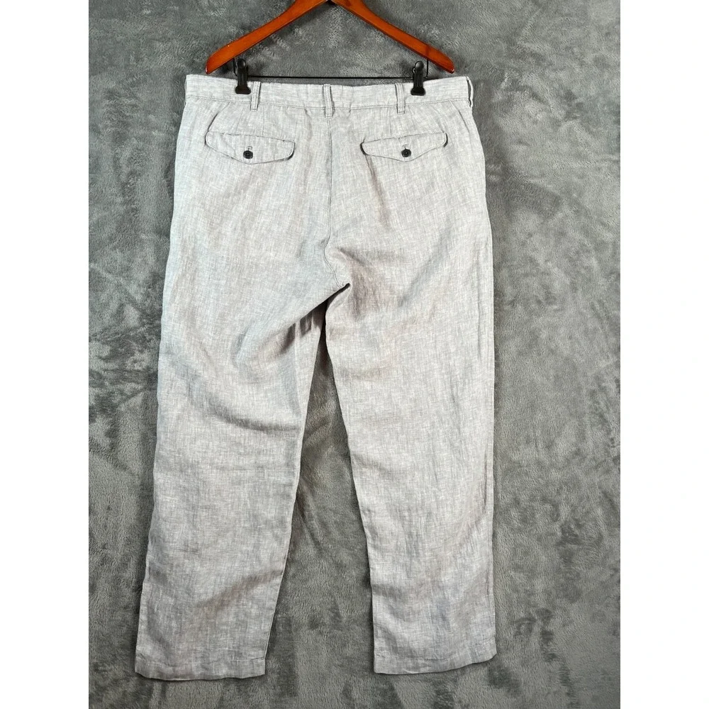 J Crew 100% Linen Pants Mens Size 38x32 (40x31) Gray Coastal Preppy